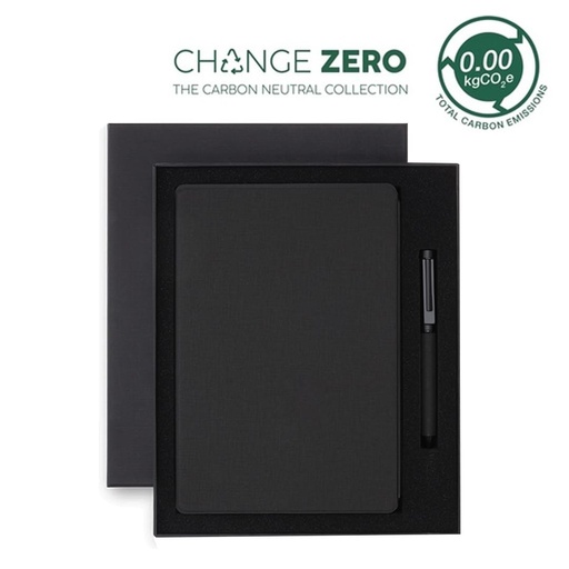 [Inchcape - GSSN 9539] VARDIM - CHANGE ZERO Sustainable Gift Set with Refillable Notebook & Pen - Black