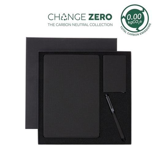 [Inchcape - GSSN 9545] TESSIN - CHANGE ZERO Sustainable Gift Set with Refillable Notebook, Pen & Cardholder - Black